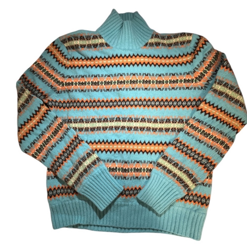 Jones New York Blue and Orange Striped Sweater